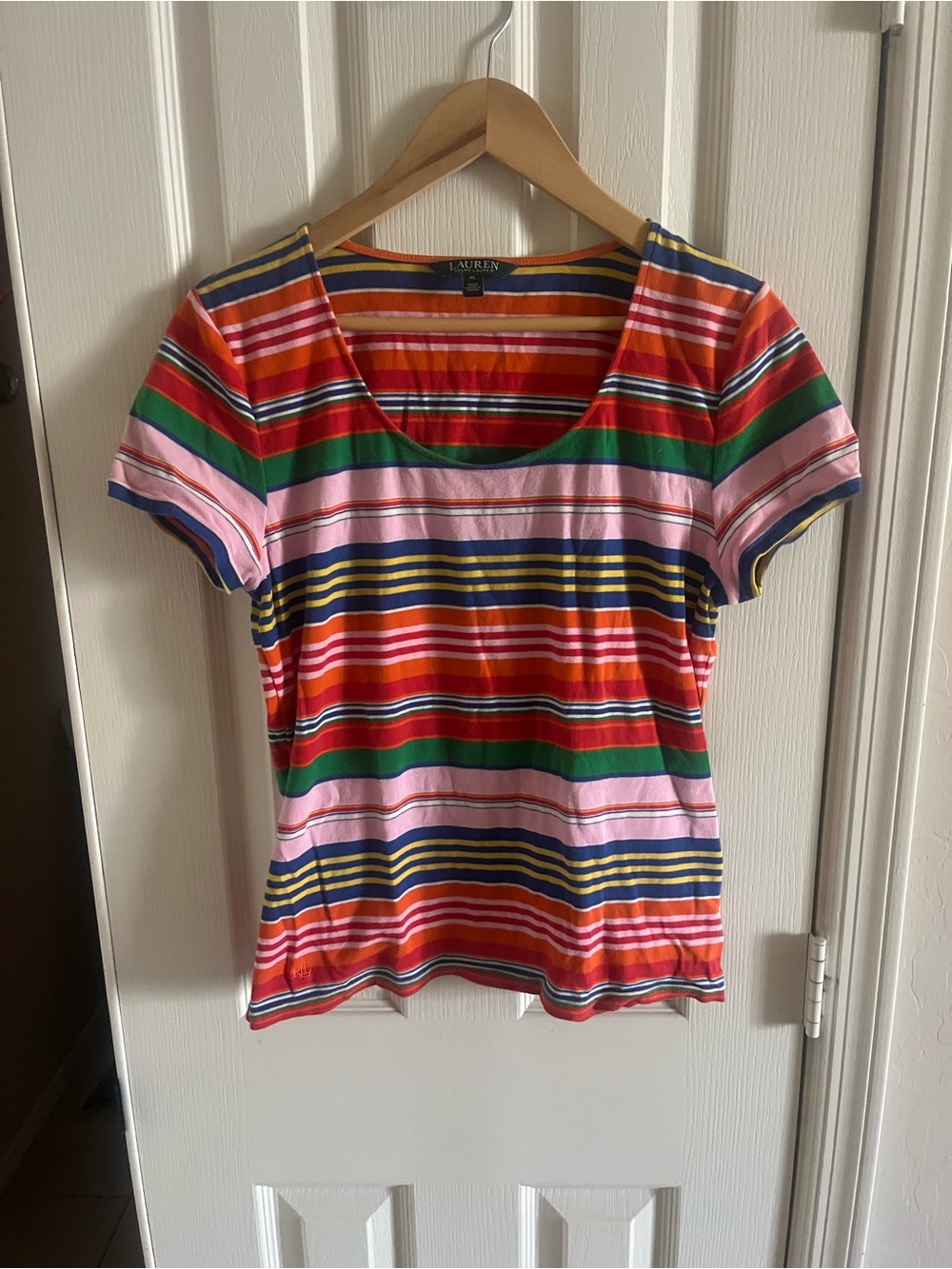 Lauren Ralph Lauren Multicolor Striped Scoop Neck Tee